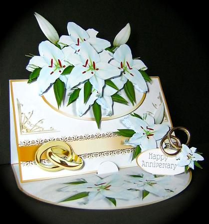 Over the Edge Easel Card Kit - Wedding/anniversary Lilies by Cynthia Massey