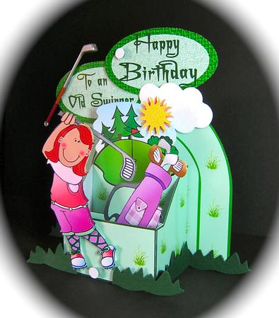 3D Box Lady Golfer by Cynthia Massey