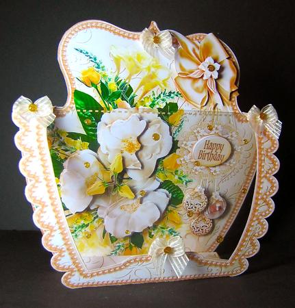 3D Acetate Window Cream Roses Bouquet by Cynthia Massey