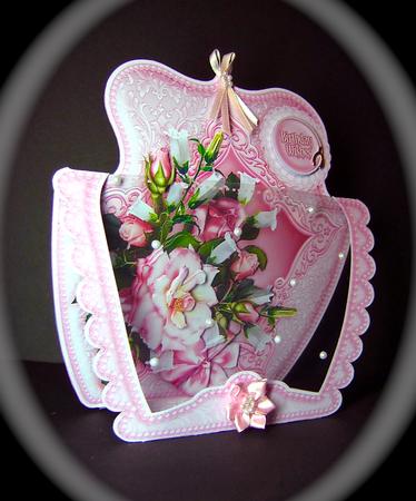 3D Acetate Window Vintage Pink Roses Bouquet by Cynthia Massey