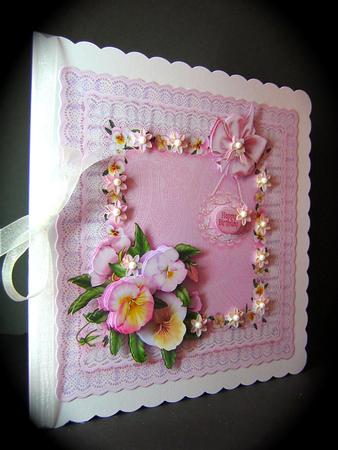 Pink Pretty Frame of Pansies - 8in x 8in Decoupage by Cynthia Massey