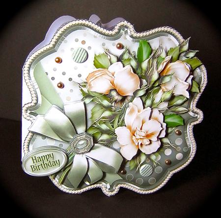 Cream Roses in a Wrap 5in x 5in Decoupage Kit by Cynthia Massey