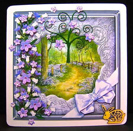 Bluebell Wood in an Ornate Frame - 8in x 8in Decoupage by Cynthia Massey
