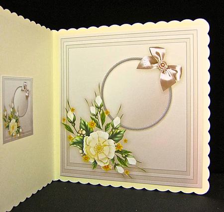 Cream Flowers with a Ribbon Border - 8in x 8in Insert Plate by Cynthia Massey