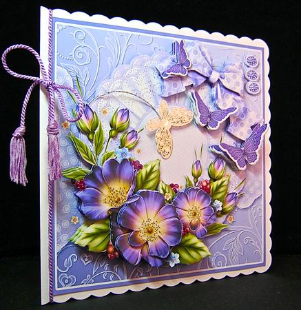 Purple Flowers and Butterflies 8in x 8in Decoupage Kit by Cynthia Massey