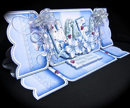 Large Dl Cracker Easel Card Kit Blue Noel by Cynthia Massey