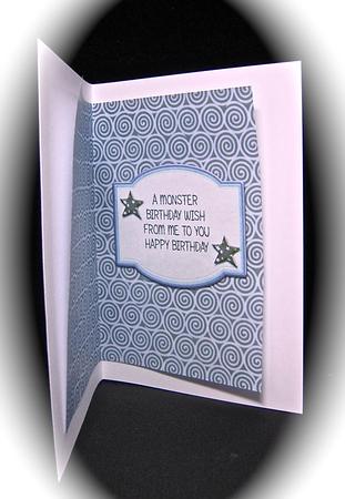 Purple Monster Birthday Card Insert by Cynthia Massey