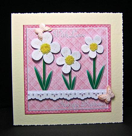 With Love Happy Birthday Flowers 8x8 Card Front by Cynthia Massey
