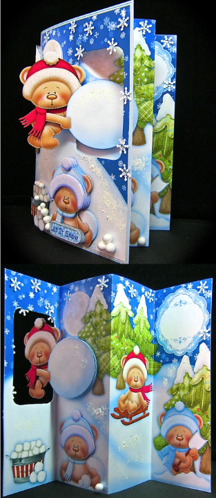 Winter Bears Christmas Passing Through Aperture Card Kit by Cynthia Massey