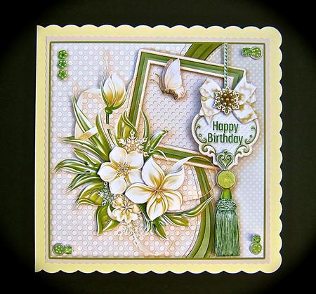 Cream Flowers with Tassel Embellishment 8x8 Decoupage Kit by Cynthia Massey