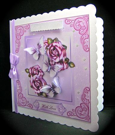 Glimmer Roses and Butterfly's Card Topper by Cynthia Massey