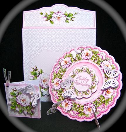 Plate Card Kit - Vintage Pink Roses by Cynthia Massey