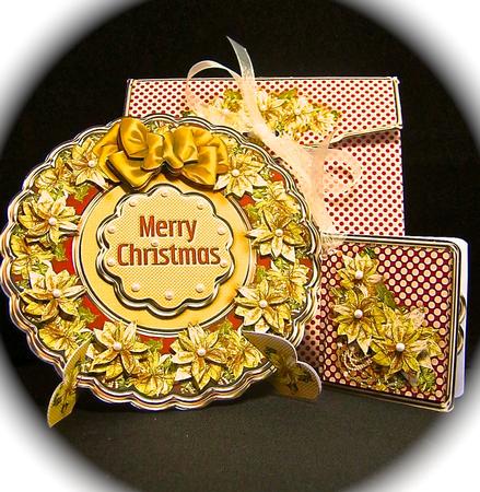 Plate Card Kit - Golden Poinsettias by Cynthia Massey