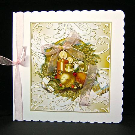 Golden Christmas Decorations Card Topper by Cynthia Massey