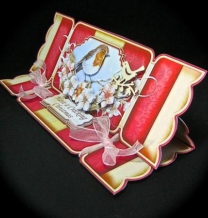 Large Dl Christmas Cracker Easel Card Kit Christmas Robin by Cynthia Massey