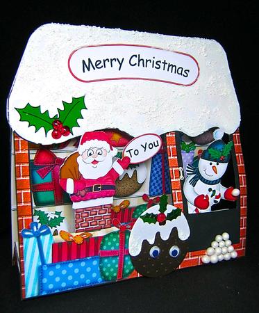 3D Christmas Shoppe Pop Up Card Decoupage N Envelope by Cynthia Massey
