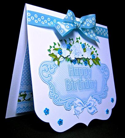 Sentiment Panels Happy Birthday Matching Blue Background by Cynthia Massey