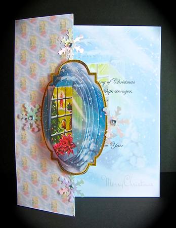 Christmas Tree in the Window No Hole Fold Back Card by Cynthia Massey