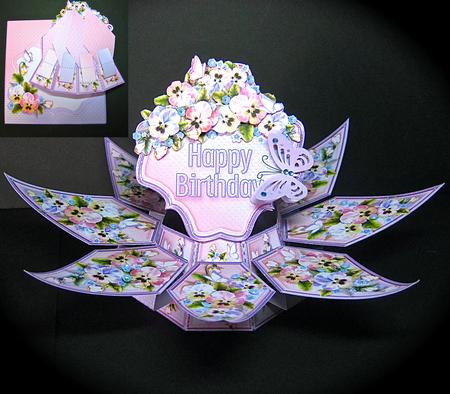 Floral Surprise Card Kit Lilac and Pink Pansies by Cynthia Massey