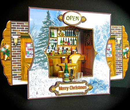 3D Room with a View - Christmas Down at the Local Pub by Cynthia Massey