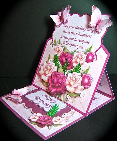 Pink Roses Envelope Easel Kit Birthday or Anniversary by Cynthia Massey