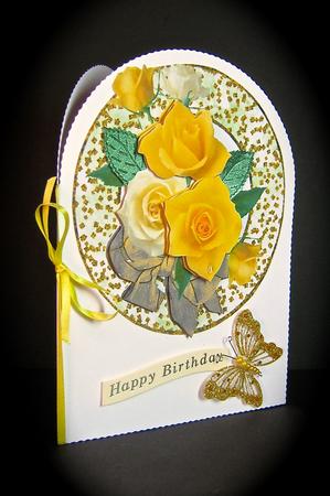 Yellow and Cream Roses on Gold by Cynthia Massey