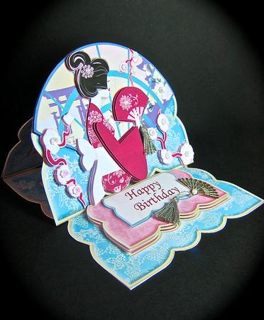Oriental Fan Over the Edge Easel Card Kit by Cynthia Massey