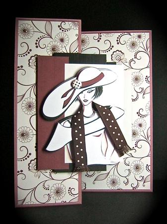 Elegant Lady in Hat Fold Back Card Mini Kit by Cynthia Massey