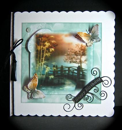 The Oriental Bridge and Flutters 8x8 Topper by Cynthia Massey