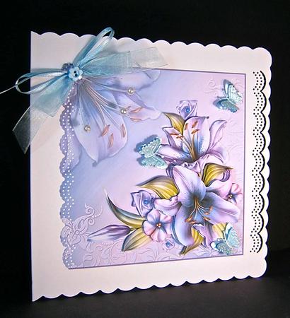 Elegant Lilies 8x8 Card Front by Cynthia Massey