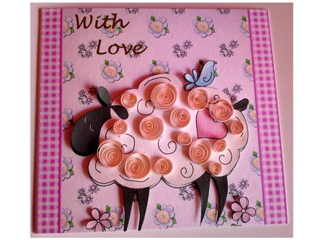 Sweet Sheep and Little Bird Quick Card Front by Cynthia Massey