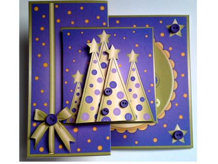 Button Christmas Trees Fold Back Purple by Cynthia Massey