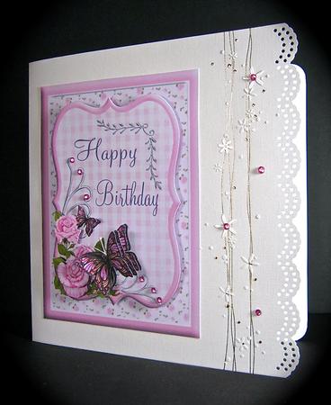 Pink Roses and Butterflies Birthday Topper by Cynthia Massey