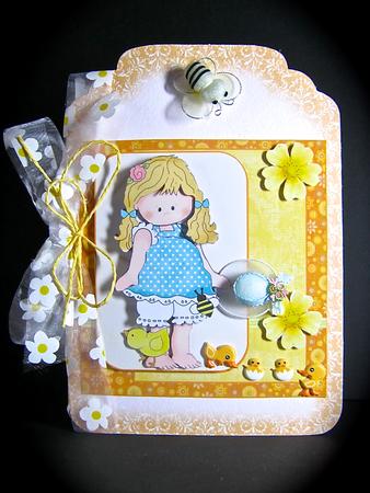 Emma with Her Yellow Baby Chick Card Front by Cynthia Massey