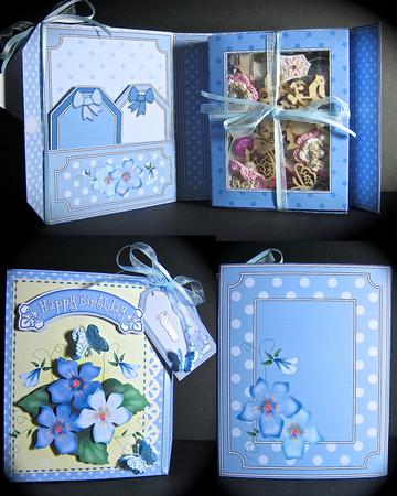 3D Pretty Violas Gift Box Card Kit with 3D Decoupage by Cynthia Massey