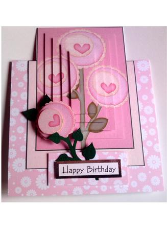 Hearts and Flowers Over the Edge Card with Simple Pyramage by Cynthia Massey