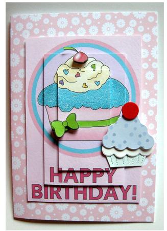 Sweet & Pink Cupcake Birthday Card by Cynthia Massey