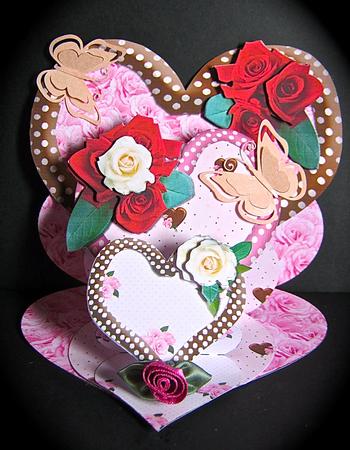 Roses for My Love Triple Easel Card & Envelope by Cynthia Massey