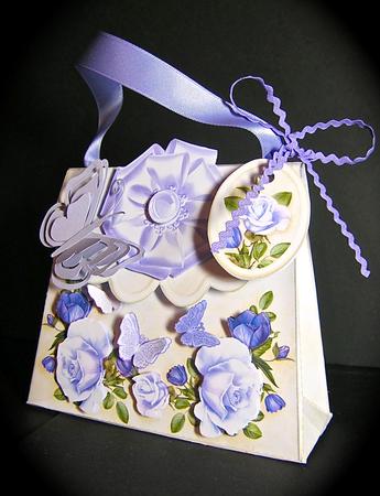 Handbag Gift Box Lilac Roses and Butterflies Mini Kit by Cynthia Massey