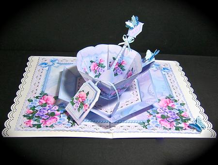 Time for Tea Pop-up Kit - Pink Roses and Bows by Cynthia Massey