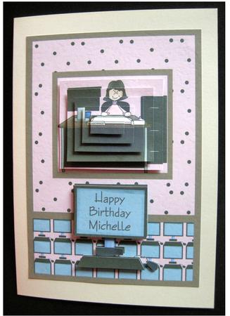 Step Away from the Computer! Pyramid Card Front by Cynthia Massey