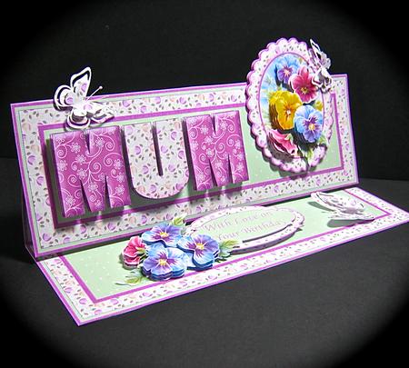 Pansies Easel Card Kit for Mum Mom or Mam by Cynthia Massey