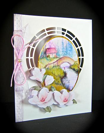 Spring River with Camelia Decoupage by Cynthia Massey