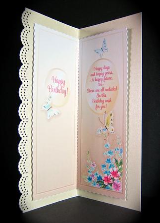 Vintage Roses and Butterflies Large Dl Birthday Insert by Cynthia Massey