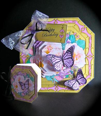 3D Roses & Butterfly Pyramage Octagonal Floral Mini Kit by Cynthia Massey