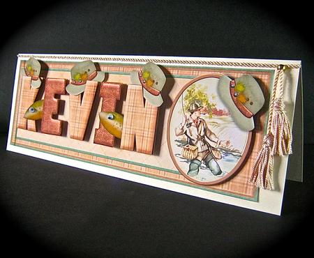 Create Any Name Vintage Fishing Card Kit & Decoupage by Cynthia Massey