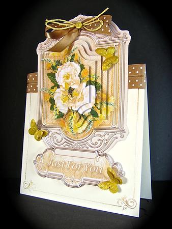 Cream Roses and Yellow Freesias Pyramage Topper by Cynthia Massey
