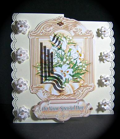 White Lilies on a Cream Background Pyramage Topper by Cynthia Massey