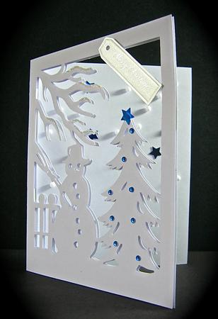Snowman Cut Out Aperture Card File by Cynthia Massey