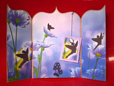 Blue Daisies Fairydust Taj Gatefold Card by Cynthia Massey